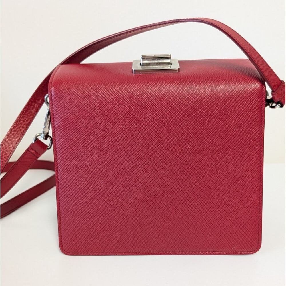 Prada Saffiano Leather Shoulder Bag Limited Edition Pop Art Portrait Red/Pink - Picture 3 of 16